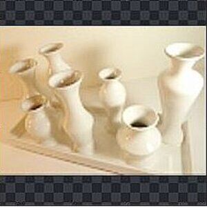 7-Bud Vase Mini-Cluster/White Floral Vases/Tabletop Decor